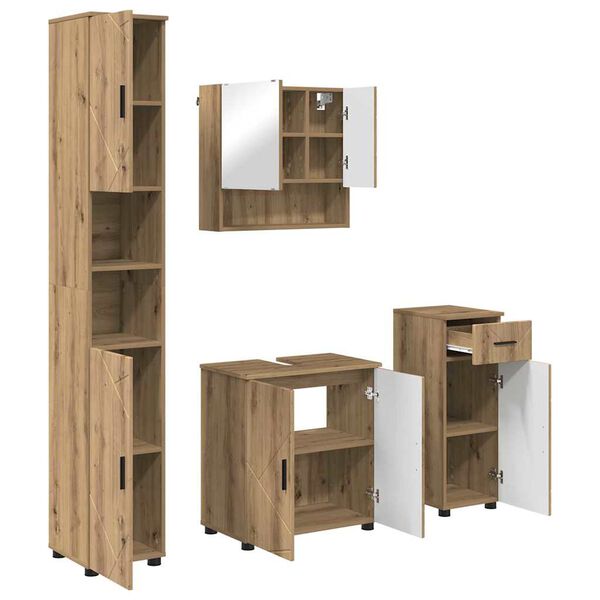 vidaXL Badezimmerm&ouml;bel-Set 4 pcs Artisan-Eiche Holzwerkstoff & Metall