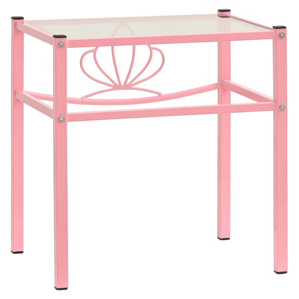 vidaXL Nachttisch Rosa Transparent 42,5x33x44,5 cm Metall und Glas