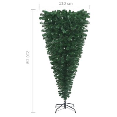 vidaXL Künstlicher Weihnachtsbaum Kopfüber mit LEDs & Kugeln 210 cm