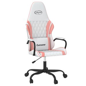 vidaXL Gaming-Stuhl Wei&szlig; und Rosa Kunstleder