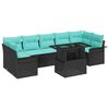 vidaXL Gartensofa-set mit Kissen 8 pcs Schwarz Poly Rattan