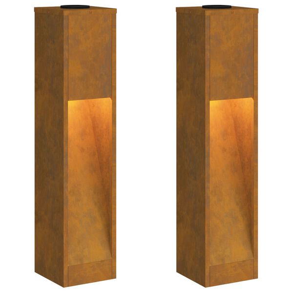 vidaXL Solar LED Wegeleuchte 2 pcs Bronze Wetterfeststahl