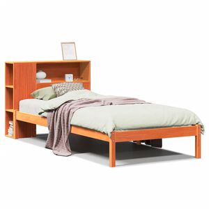 vidaXL Massivholzbett mit Regal ohne Matratze Wachsbraun 75x190 cm