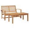 vidaXL Gartenbank und Tischset 2 St&uuml;ck Braun Massivholz Teak