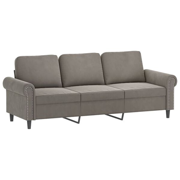 vidaXL 3-Sitzer-Sofa mit Kissen Hellgrau 180 cm Samt