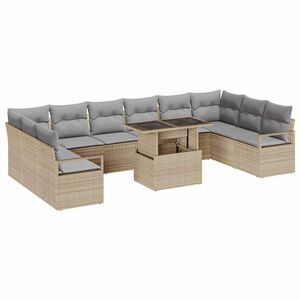 vidaXL Garten-Sofa-Set 11 pcs Beige und Hellgrau Poly-Rattan
