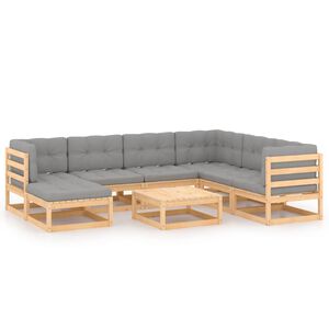 vidaXL 8-tlg. Garten-Lounge-Set mit Kissen Massivholz Kiefer
