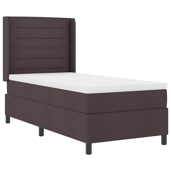 vidaXL LED Boxspringbett mit Matratze Dunkelbraun 90 x 200 cm Stoff