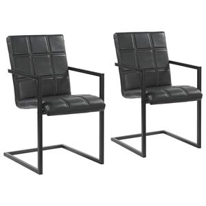 vidaXL Freischwinger 2 Stk. Schwarz Echtleder