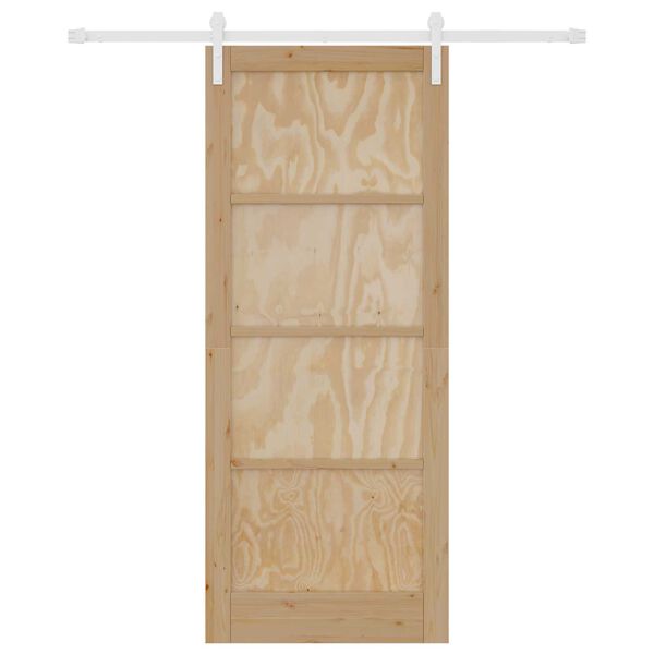 vidaXL Schiebet&uuml;r Braun 86 x 211 cm Massives Kiefernholz