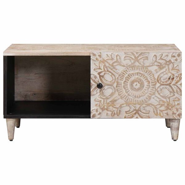 vidaXL Couchtisch Wei&szlig; 80 x 50 x 40 cm Massivholz Mango