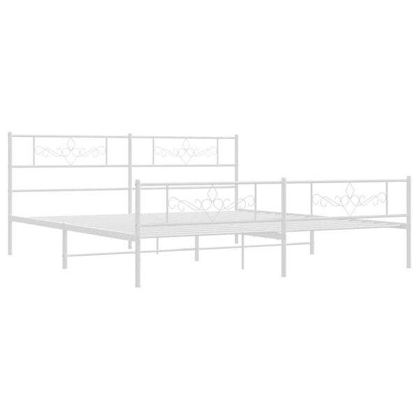 vidaXL Bettgestell mit Kopf- und Fu&szlig;teil Metall Wei&szlig; 193x203 cm