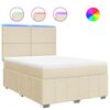 vidaXL Boxspringbett mit Matratze Creme 140x190 cm Stoff