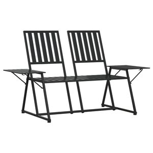 vidaXL 2-Sitzer-Gartenbank 165 cm Schwarz Stahl