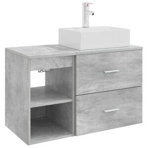 vidaXL Badezimmerm&ouml;bel-Set 2 stk. Betongrau Holzwerkstoff