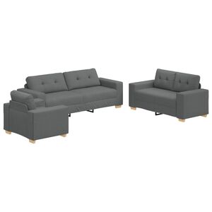 vidaXL Sofa 3 stk. Dunkelgrau Leinenmischgewebe
