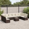 vidaXL Sofa Set mit Kissen 11 pcs Braun und Creme Poly-Rattan