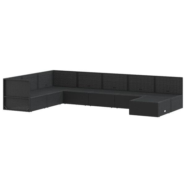 vidaXL 8-tlg. Garten-Lounge-Set mit Kissen Schwarz Poly Rattan