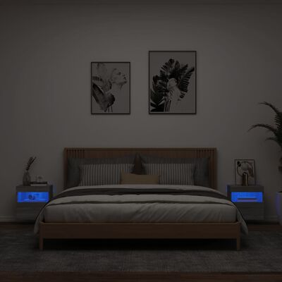 vidaXL TV-Wandschränke mit LED-Leuchten 2 Stk. Grau Sonoma 40x30x40 cm
