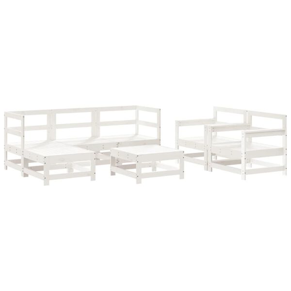 vidaXL 7-tlg. Garten-Lounge-Set Wei&szlig; Massivholz Kiefer
