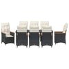 vidaXL Garten Essgruppe mit Kissen 9 pcs Schwarz Poly-Rattan