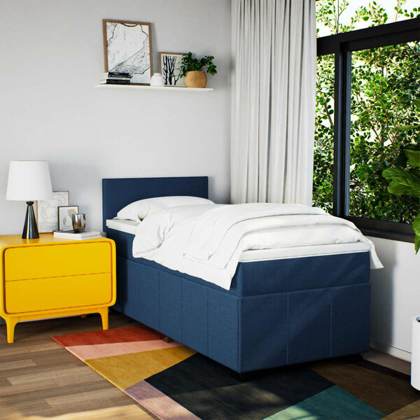 vidaXL Boxspringbett mit Matratze Blau 90x190 cm Stoff