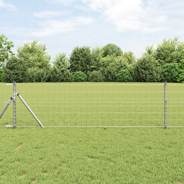 vidaXL Zaun mit Pfosten Silber 0,4 x 50 m Stahl und PVC