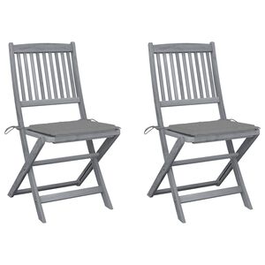 vidaXL Klappbare Gartenst&uuml;hle 2 Stk. mit Kissen Massivholz Akazie