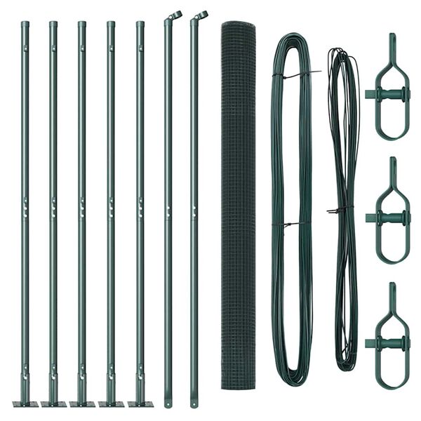 vidaXL Zaunpfosten Grün 10 x 1,4 m (16 x 16 mm Maschen) Stahl und PVC