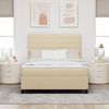 vidaXL Boxspringbett mit Matratze mit LED Creme 160 x 200 cm Stoff