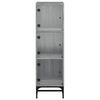 vidaXL Highboard mit Glast&uuml;ren Grau Sonoma 35x37x120 cm