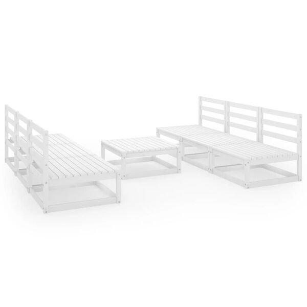 vidaXL 7-tlg. Garten-Lounge-Set Wei&szlig; Massivholz Kiefer