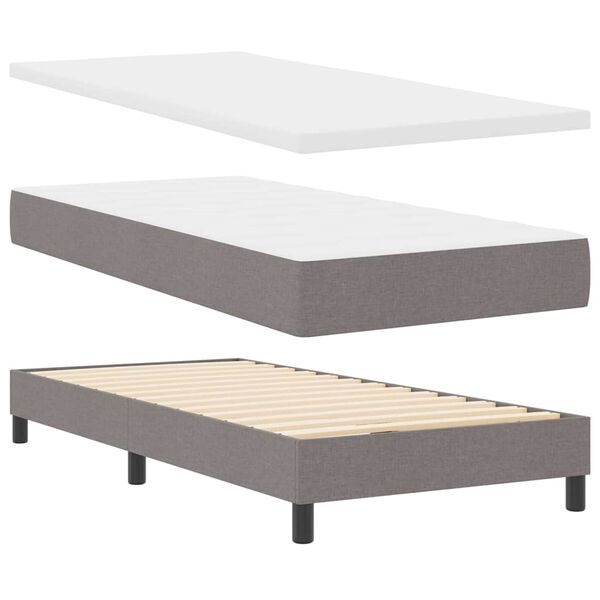 vidaXL Boxspringbett mit Matratze mit Kopfteil Taupe 190 x 90 cm Stoff