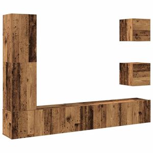 vidaXL 5-tlg. TV-Schrank-Set Wandmontage Altholz-Optik Holzwerkstoff