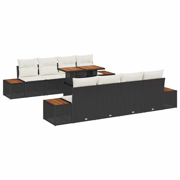 vidaXL Garten Essgruppe mit Kissen mit Kissen 9 pcs Schwarz und Beige