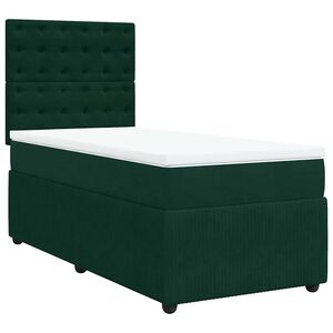 vidaXL Boxspringbett mit Matratze Dunkelgr&uuml;n 80x200 cm Samt