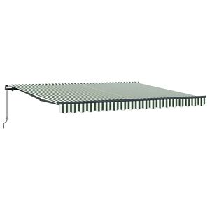 vidaXL Manuelle Markise 4 x 3 m Gr&uuml;n-wei&szlig; gestreift 100% Polyester