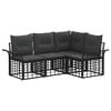 vidaXL Outdoor-Sofagarnitur 4 pcs Schwarz und Dunkelgrau Polyester
