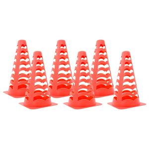 vidaXL Fu&szlig;ballkegel 6 Stk. Stapelbar Orange 13x13x22,5 cm