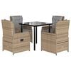 vidaXL 5-tlg. Garten-Essgruppe mit Kissen Beige Poly Rattan