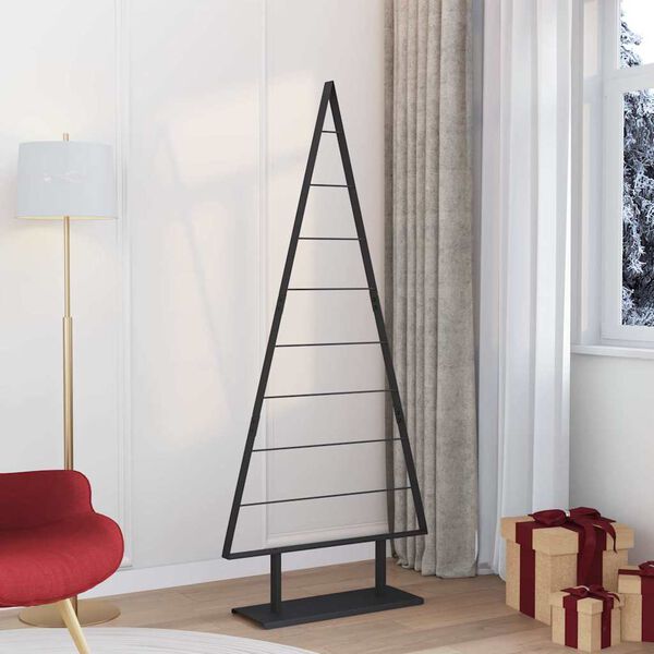 vidaXL Metall Weihnachtsbaum mit St&auml;nder Schwarz 180 cm Stahl