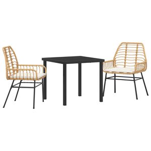vidaXL Garten Essgruppe 3 pcs Braun Poly-Rattan