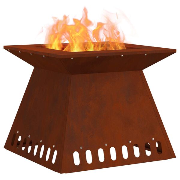vidaXL Feuerstelle Braun 48 x 48 x 40 cm Wetterfeststahl