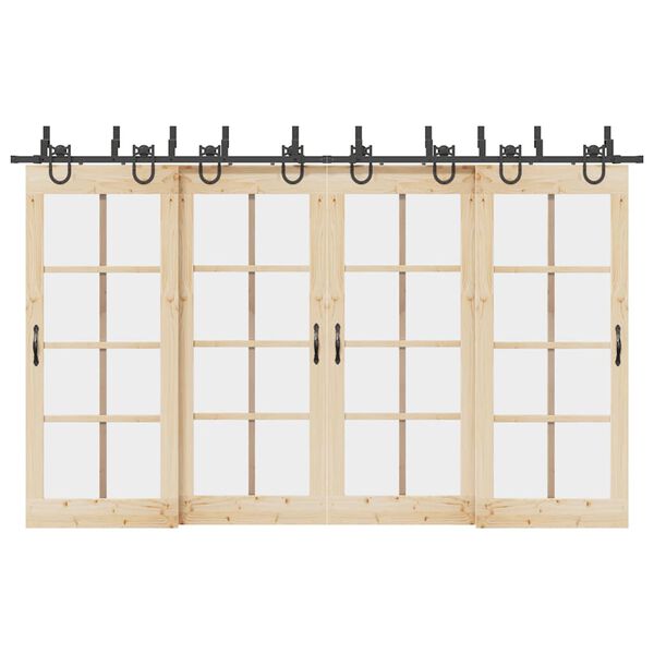 vidaXL Schiebet&uuml;rbeschlag-Set 366 cm Stahl Schwarz
