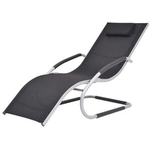 vidaXL Sonnenliege mit Kissen Aluminium und Textilene Schwarz