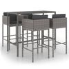 vidaXL 5-tlg. Gartenbar-Set mit Kissen Poly Rattan Grau