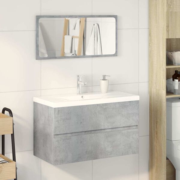 vidaXL 3-tlg. Badm&ouml;bel-Set Betongrau Holzwerkstoff
