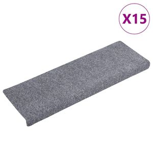 vidaXL Stufenmatten Selbstklebend 15 Stk. 65x21x4 cm Hellgrau Rechteckiger Rand