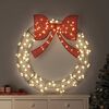 vidaXL Kranz mit 150 LEDs Warmwei&szlig; 121 x 121 x 10 cm Rattan