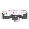 vidaXL 8-tlg. Garten-Sofagarnitur mit Kissen Schwarz Poly Rattan